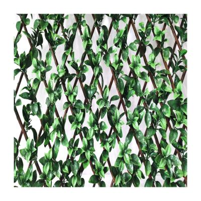 China Gardenia Leave Willow Fence Artificial Heavy Metal Free Dark Barrier Faux Grass Wall for sale