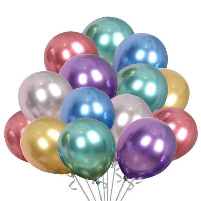 China S1137 10inch 12inch cute animal doll colored round metal balloons with thick latex wedding decoration part around metal balloons for sale