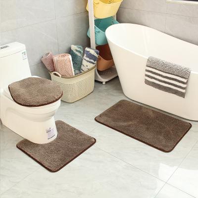 China 3D Washable Flannel Bath Mat Set Toilet Carpet Rug Bathroom Shower Room Cover Non-slip Floor Mats for sale