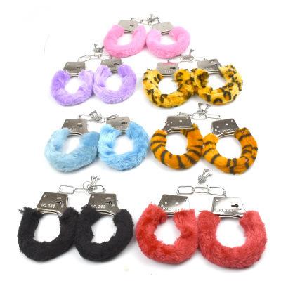 China S1234 Cute Plush Animal Doll Handcuffs With Locking Ankle Cuffs Leather Binding Metal Alternative Couples Sex And Health Care Adult Toys for sale