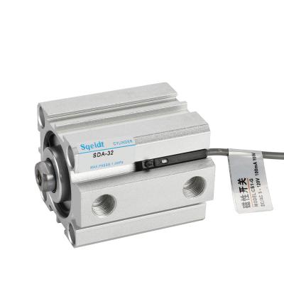 China Hotels SDA Slim Cylinder Air Piston Acting Double Pneumatic Compact Cylinder for sale