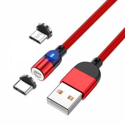 China Type-C Magnetic Charging Charger Nylon Braided Fast Charging Mobile Phone Tablet MP3 GPS 3 in1 Magnet Micro USB Cable for sale