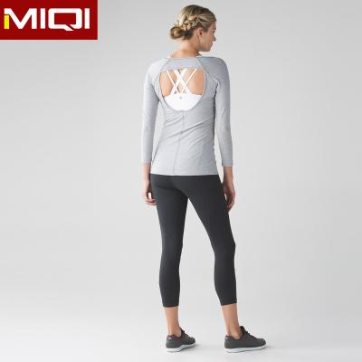 China Good Quality Breathable Nylon Spandex Gym Wear Custom Sexy Women Fitness T-shirt Wholesale for sale