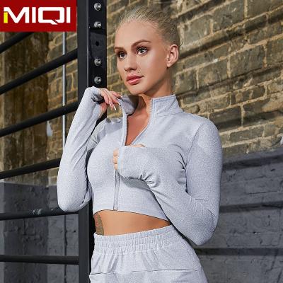 China 2021 Breathable Yoga Casual Running Crop Top Jacket Custom Zipper Yoga Top For Women for sale