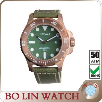 China 44mm Fashion Womens Bronze Watch , Sapphire Glass Retro Mens Day Date Watches for sale