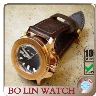 China German Material CuSn8 Case Bronze Mens Watches Rose Gold Explosion - Proof for sale