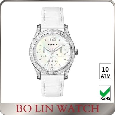 China IPS Women'S Leather Strap Watches , Two Tone Large Face Ladies Watch for sale