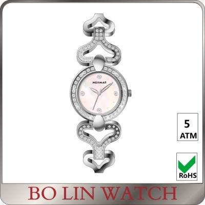 China Unique Heart Band Ladies Stainless Steel Watch With Diamond IP Plating Coating for sale