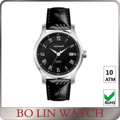 China Day / Date Automatic Stainless Steel Bracelet Watch For Ladies With Leather Strap for sale