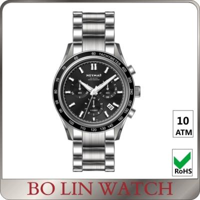 China Waterproof Black Mens Metal Strap Watches , Elegant Mens Dress Watches for sale