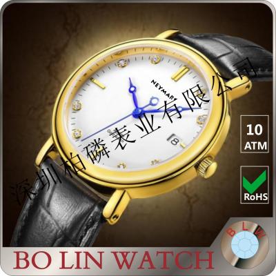 China Modern Durable Gold Chronograph Watch , Fashion Slim Pure Gold Watches For Men for sale