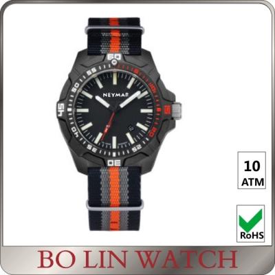 China Reloj militar de lujo del deporte de la parte posterior del acero inoxidable con la correa Japón Movt de la OTAN en venta