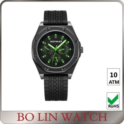 China Male All Black Stainless Steel Military Watches Luminous Display OEM / ODM for sale