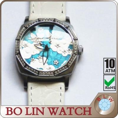 China White Strap Diamond Quartz Watches Constellations Gemini CNC Advanced Zircons for sale