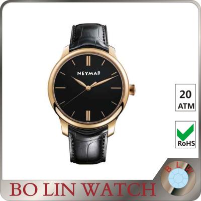 China PVD Rose Gold Case & Hands Mens Leather Dress Watch Classic Design for sale