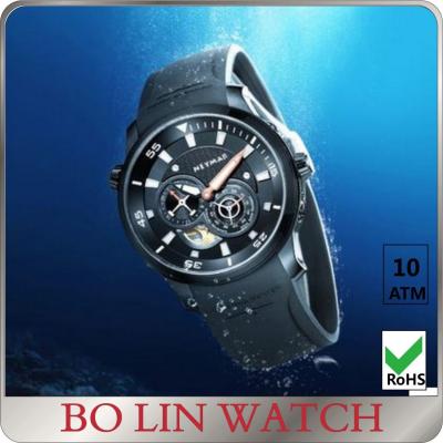 China Stainless Steel Mechanical Automatic Mens Bracelet Watches Watch With Genuine Leather for sale