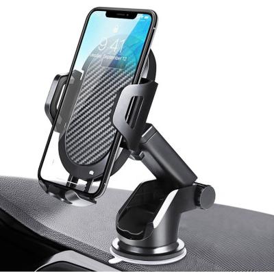 China Car Adjustable Lazy Phone Holder Carbon Fiber Suction Cup Mobile Phone Holder Telescopic Air Vent Phone Holder for sale