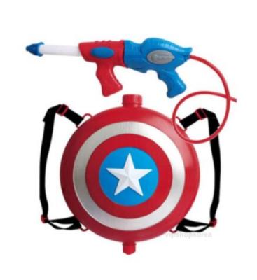 China Plastic Captain America Kids Summer Wonder Backpack Shile Water Gun Boy Toy Water Gun for sale