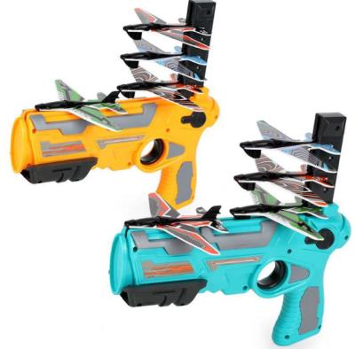 China Continuous Launch Eject Flat Flight Glider Shooting Gun Toy For Kids Mini Foam Airplane Shooter Toy 67.5*36.5*67.5CM for sale