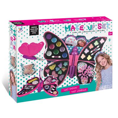 China PVC Plastic Butterfly Make Up Toy Pretend Play Kid Makeup Set Safety Non-Toxic Makeup Kit Toy For Girls for sale