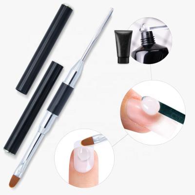 China NAIL OEM Metal Aluminum Silver Handle Synthetic Hair Nail Art Gel Brush for sale