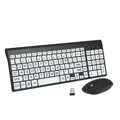 China Large Print 2.4G Keyboard and Wireless Mouse Comb for Laptop Ergonomic Keyboard Silent Mouse Set for Old Man for sale