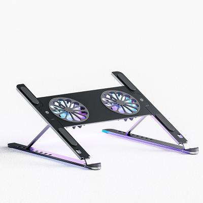 China Storage Aluminum Alloy Adjustable Foldable Folding Notebook Bracket Laptop Cooling Stand Black for sale