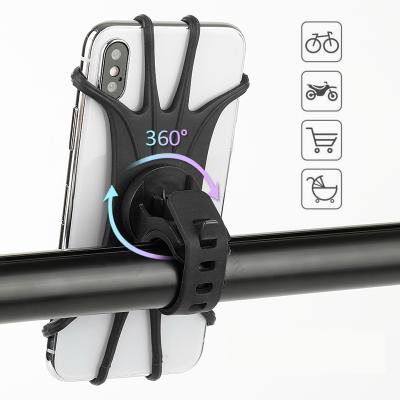 China Adjustable Fashion Universal Four Claw Design Black Silicone Mobile Phone Bike Mount Outdoor Portable Holder for sale