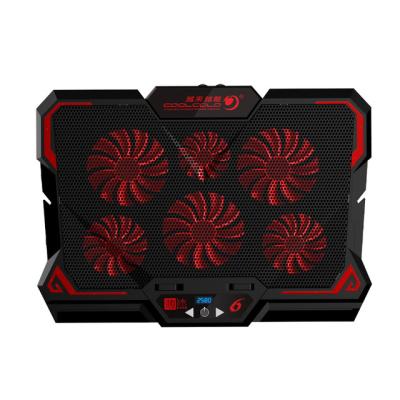 China 2 USB PORTS +speed controller Gaming Laptop Cooler six pad touch silent version fan notebook LED adjustable stand cooling coolers for sale