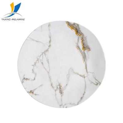 China China Disposable Supplier Customized Wholesale 10.5” Round Melamine Shallow Wave Edge Capsule White Marbling Plates for sale