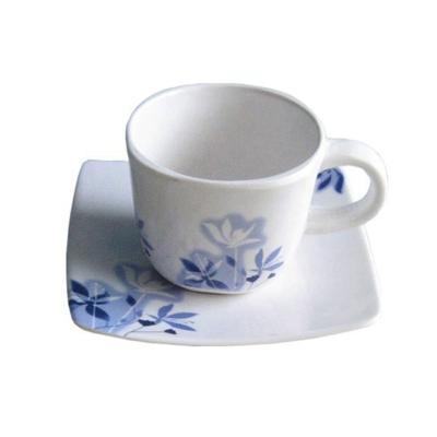 China Viable Square Coffee Cup and Saucer Set Melamine Coffee Cup Saucer Small for sale