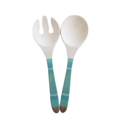 China Latest Viable OEM Kitchen Accessories Kids Baby Spoon Fork Set Long Handle OEM Melamine Salad Plastic Spoon Fork Custom Printing for sale