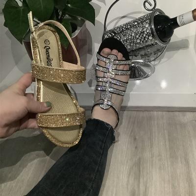 China 2020 Fashion Trend Sandals Summer Simple Shiny Flat Sandal For Lady Girl Shoes for sale