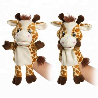 China Soft Stuffed Animal Kids Baby Toy Cartoon Custom Stuffed Animal Giraffe Hand Puppet for sale