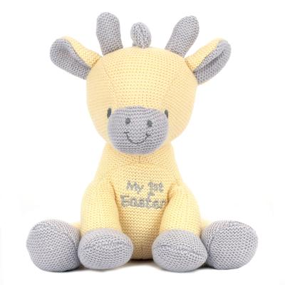 China Lovely Plush Yellow Easter Giraffe Plush Knit Stuffed Toy for sale