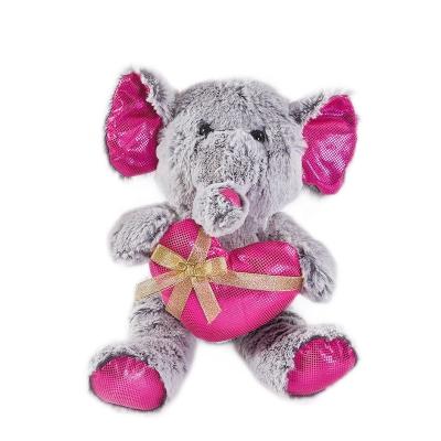 China Happy Plush Stuffed Valentine's Day Big Elephant With Red Heart for sale