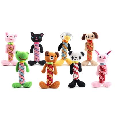 China Dog Playing Chewing Plush Doll Toy Dog Chew Toys Squeaky Rubber Animal Plush for sale