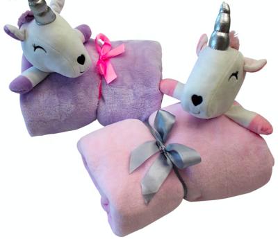 China PORTABLE Premium Baby Unicorn Blanket Set with Plush Stuffed Toy for sale