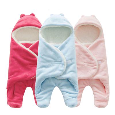 China Breathable Newborn Baby Infant Fleece Wraps Hooded Blanket Sleeping Bag for sale