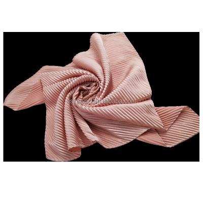 China 100% POLYESTER woven fashion wrinkled satin towel small square spring 2022 new lady solid scarf autumn summer for sale