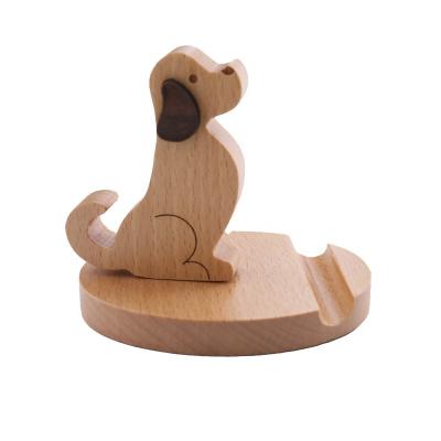 China New Fashion Adjustable Home Decoration Wooden Phone Holder Pattern Customization Cartoon Bracket for sale