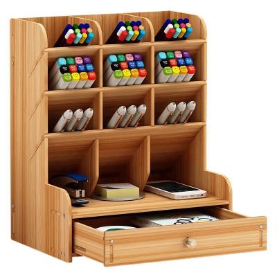 China Wholesale Freshness Preservation Wooden Assemble Pen Holder Storage Box Nordic Creative Fashion Desktop Induction for sale