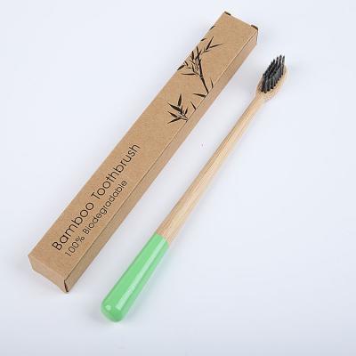 China Wholesale Environmentally Friendly Toothbrush Eco-Friendly Tapered Home Adult Home Tail Charcoal Bamboo Hair BPA Free for sale