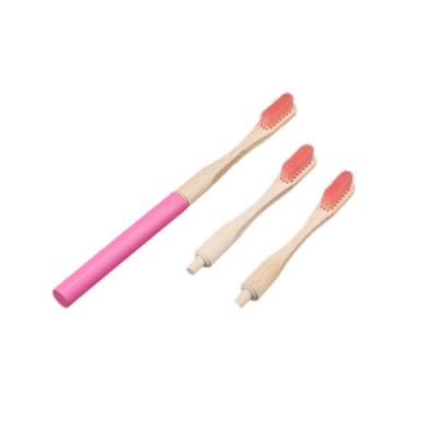 China Custom Made Eco-Friendly Double Head Bamboo Toothbrush BPA Biodegradable Soft Fur Free for sale