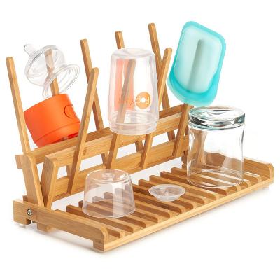 China Factory Direct Sale Traditional Bamboo Dish Bowl Cup Cutting Board Kitchen Viable Dish Drainer Rack for sale