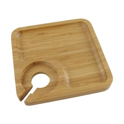 China Glass Serving Hot Selling Bamboo Wine Tea Serving Tray With Glass Cup Holder 0127 for sale