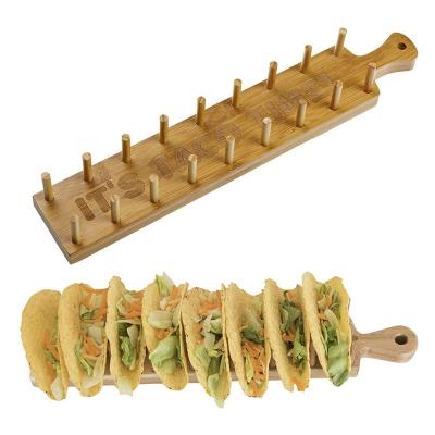 China Disposable Wholesale Cheap Customized Sustainable Wooden Taco Tray Stand Rack Holds for sale