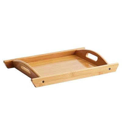 China Disposable Wholesale Bamboo Tray With Handle Breakfast Food Placement for sale