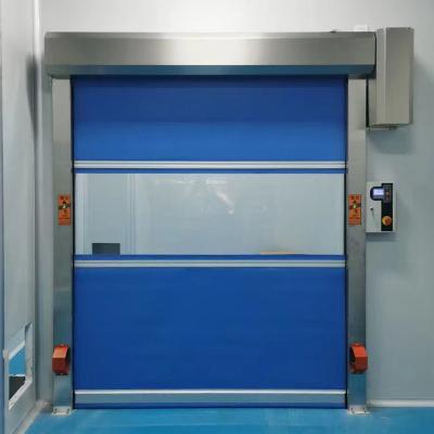 China Industrial Electric Induction Radar Workshop Sound Insulation PVC Rolling Shutter Dust Proof Speedy Door Automatic Lifting Quick Cleaning Door for sale