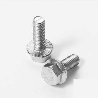 China Large Iron Hexagon Flange Bolt 304 Stainless Steel Flange Face With Full Teeth Teeth Screws M6/M8 for sale